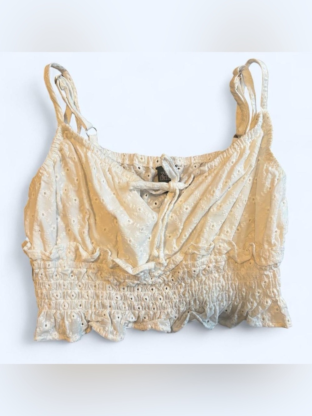 wild fable Cream Eyelet Smocked Crop Top